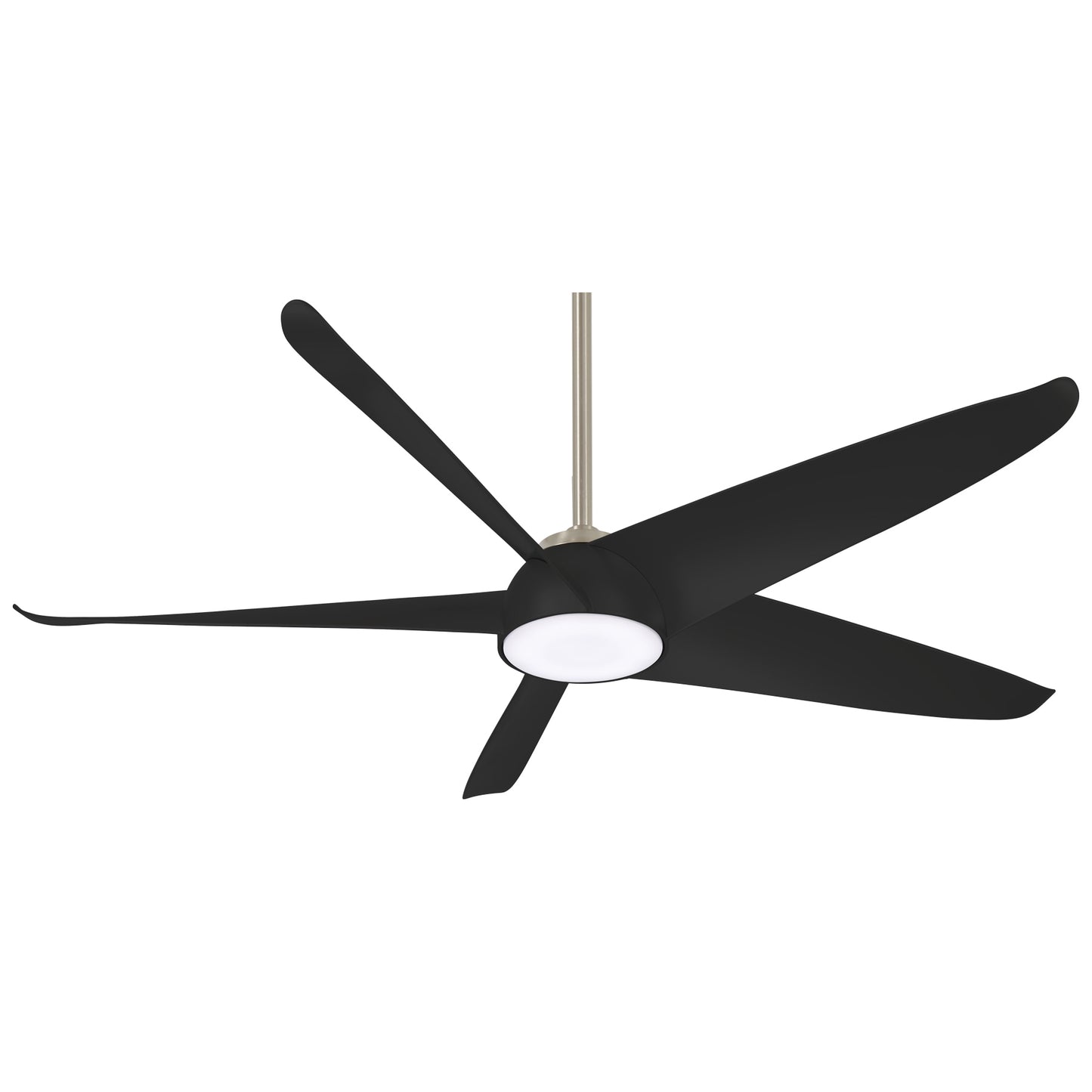 Minka Aire Ellipse 60-in Brushed Nickel with Coal Blades Integrated LED Indoor Smart Ceiling Fan with Light and Remote (5-Blade) F771L-BN/CL