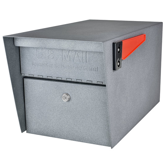 Mail Boss Post Mount Gray Metal Large Lockable Mailbox 7505