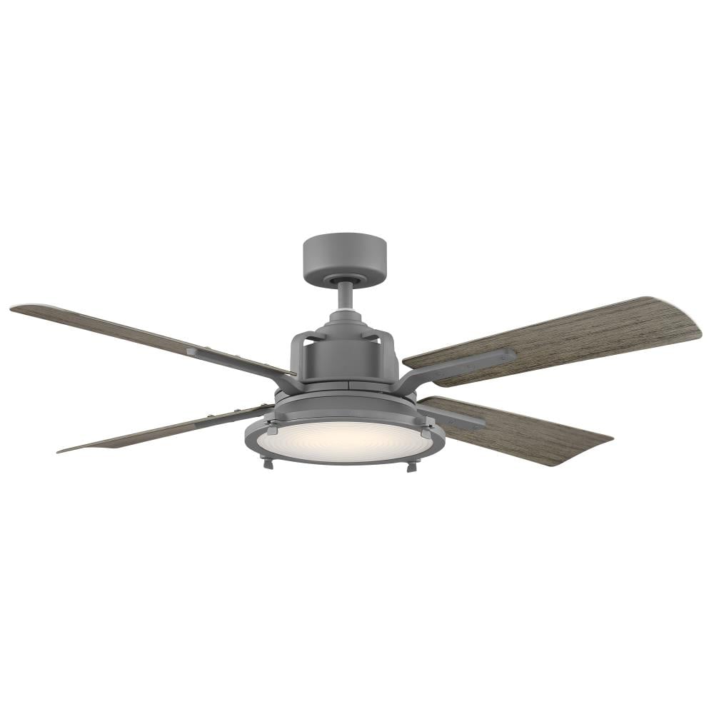 Modern Forms Nautilus 56-in Graphite with Graphite Weathered Wood Blades Integrated LED Indoor/Outdoor Smart Ceiling Fan with Light and Remote (4-Blade) FR-W1818-56L-GH/WW