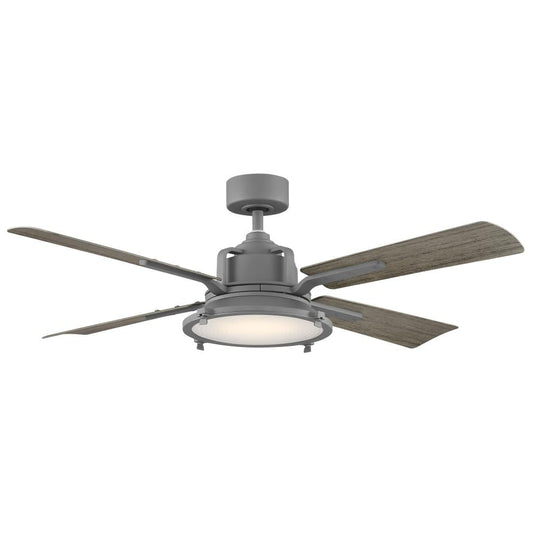 Modern Forms Nautilus 56-in Graphite with Graphite Weathered Wood Blades Integrated LED Indoor/Outdoor Smart Ceiling Fan with Light and Remote (4-Blade) FR-W1818-56L-GH/WW