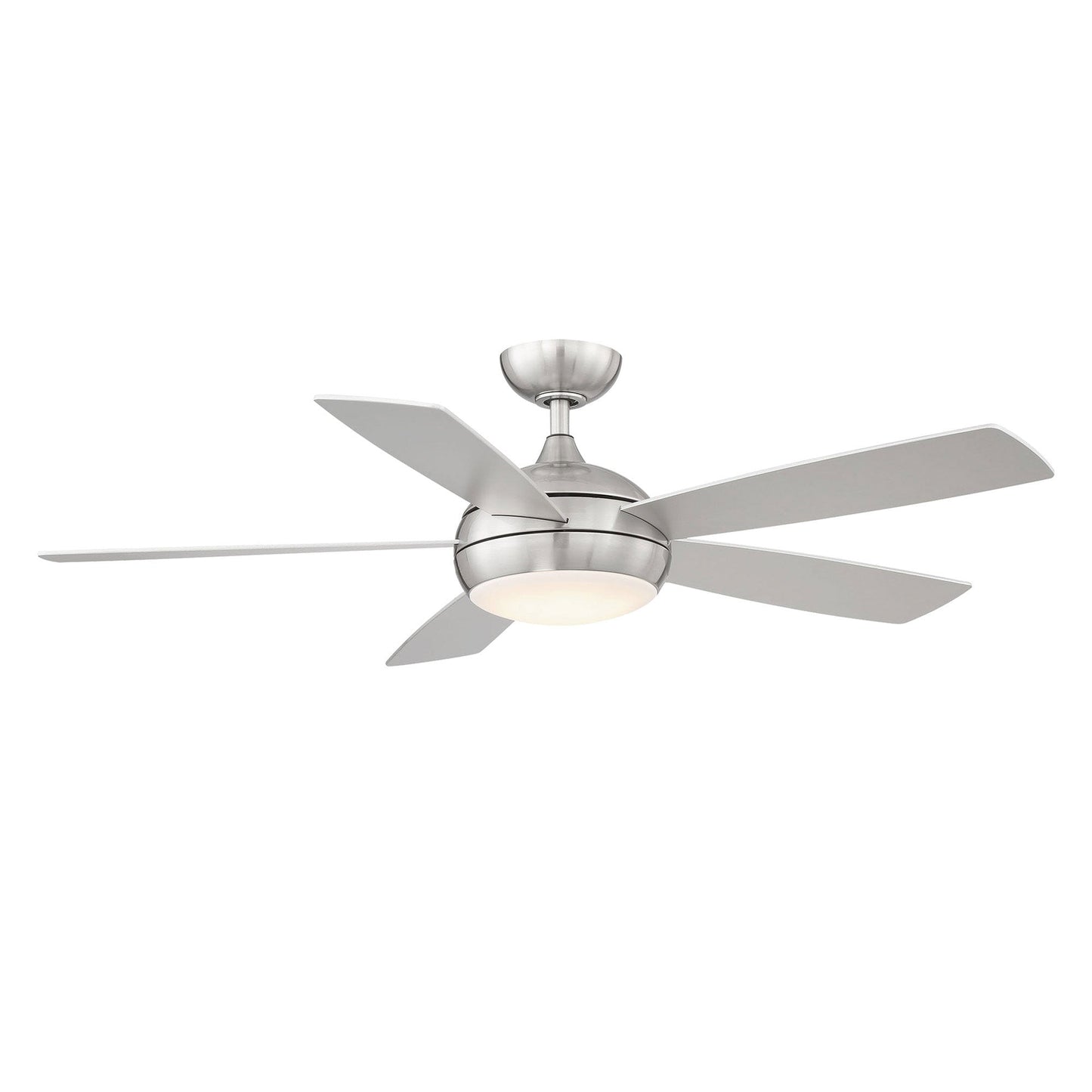 WAC Lighting Odyssey 52-in Brushed Nickel Integrated LED Indoor/Outdoor Smart Ceiling Fan with Light and Remote (5-Blade) F-005L-BN