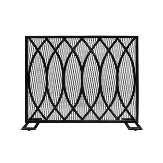 Home Decor 39.75-in Black Brushed Silver Iron 1-Panel Flat Fireplace Screen 309250