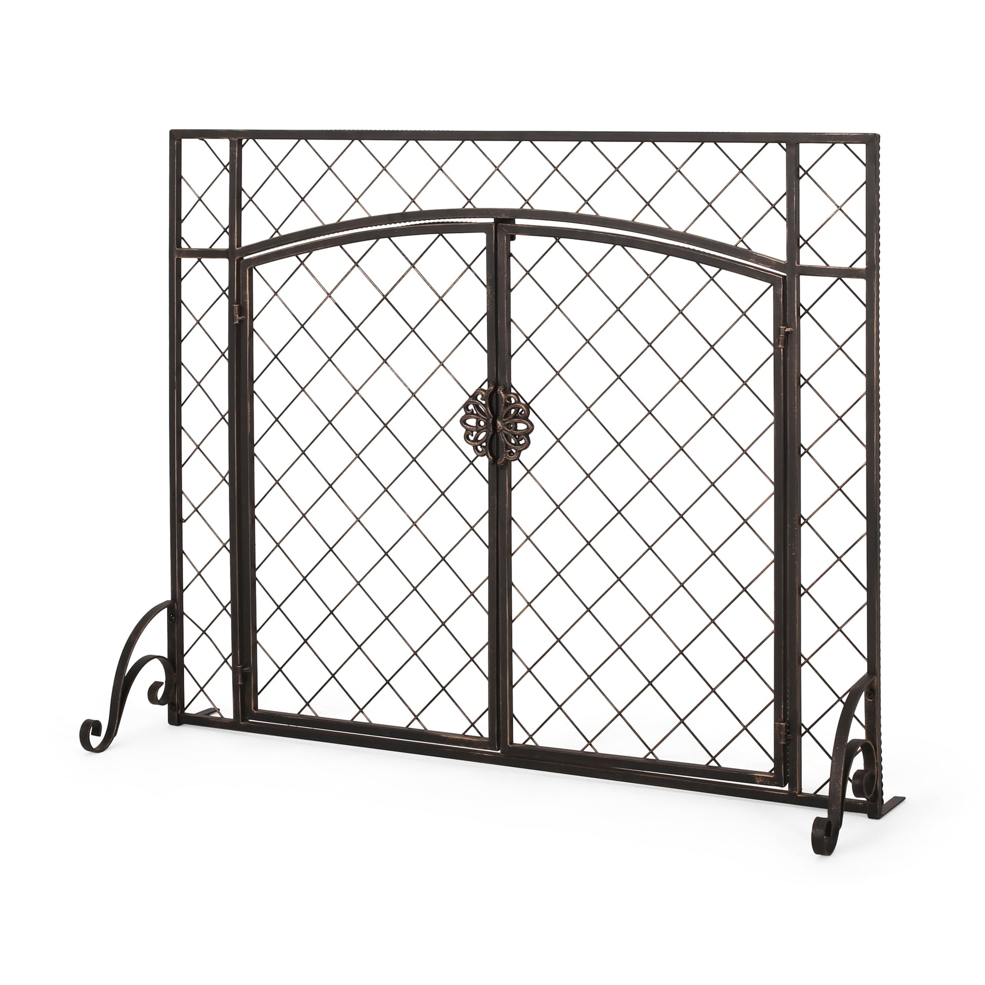 Best Selling Home Decor 39.5-in Black Brushed Gold Iron 3-Panel Flat Twin Fireplace Screen 312139