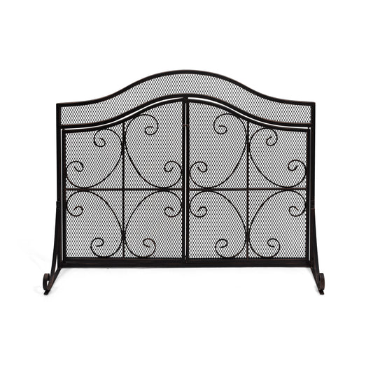 Home Decor 41-in Black Copper Iron 3-Panel Flat Twin Fireplace Screen 309133