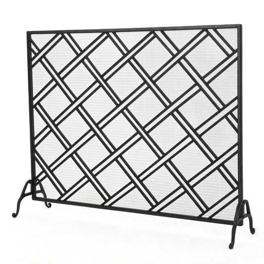 Home Decor 44-in Black Iron 1-Panel Flat Fireplace Screen 301555