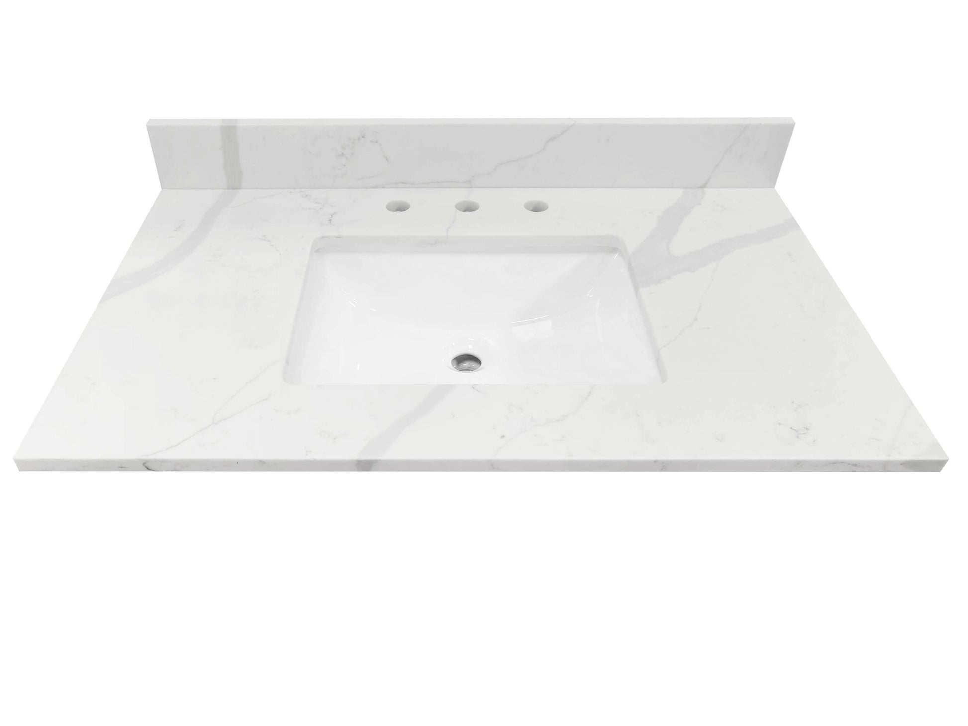 allen + roth Calacatta quartz 37-in x 22-in White Quartz Undermount Single Sink Widespread Faucet Mount Bathroom Vanity Top