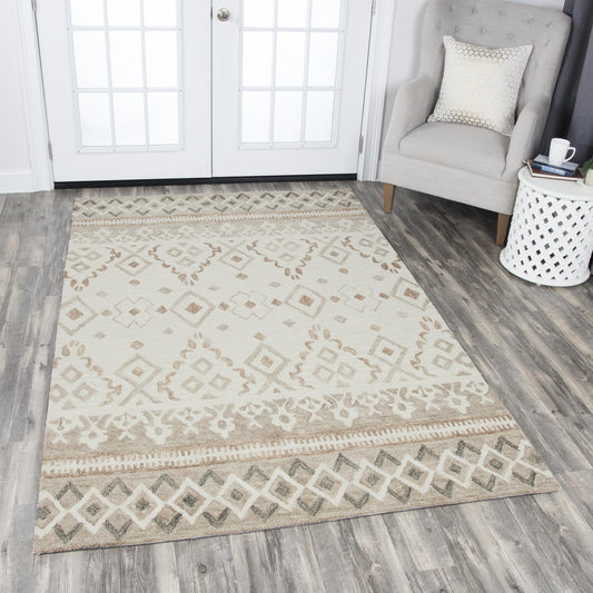 Alora Decor Lavine 5 x 8 (ft) Tufted Wool Beige Rectangular Indoor Geometric Rustic Pet Friendly Area rug