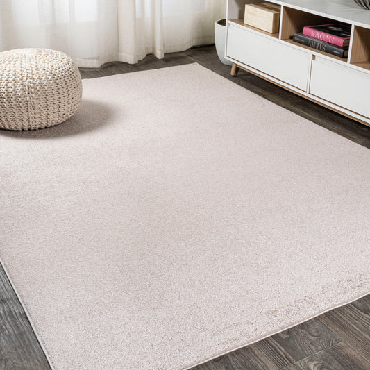 JONATHAN  Y SUPERSOFT Haze 12 x 15 (ft) Loomed Beige Rectangular Indoor Solid Coastal Pet Friendly Area rug