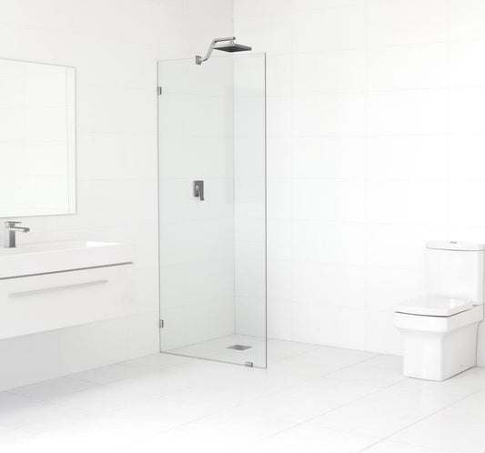 Glass Warehouse Brushed Nickel 31-1/2-in W x 78-in H Frameless Clear Glass Fixed Shower door
