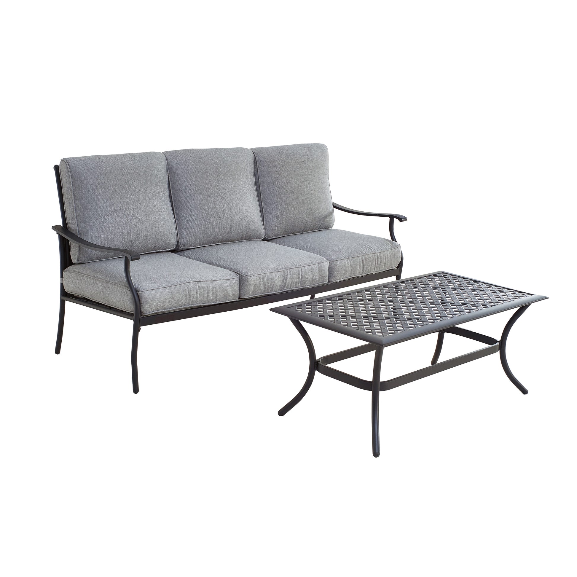 Top Home Space 2 -Piece Patio Sofa Conversation Set with Gray Top Home Space Cushions