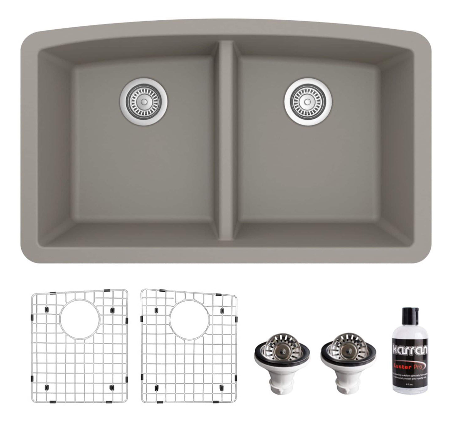 Karran Undermount 32.50-in x 19.5-in Quartz Double equal bowl Kitchen Sink