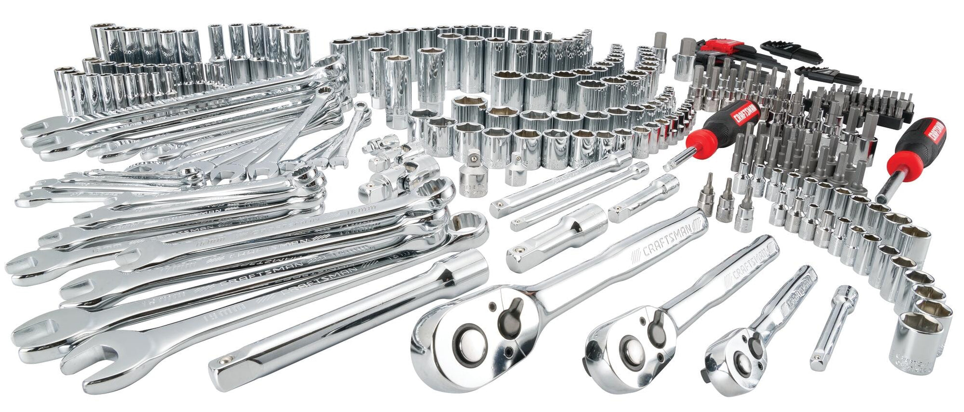 CRAFTSMAN 308-Piece Standard (SAE) and Metric Polished Chrome Mechanics Tool Set CMMT45938