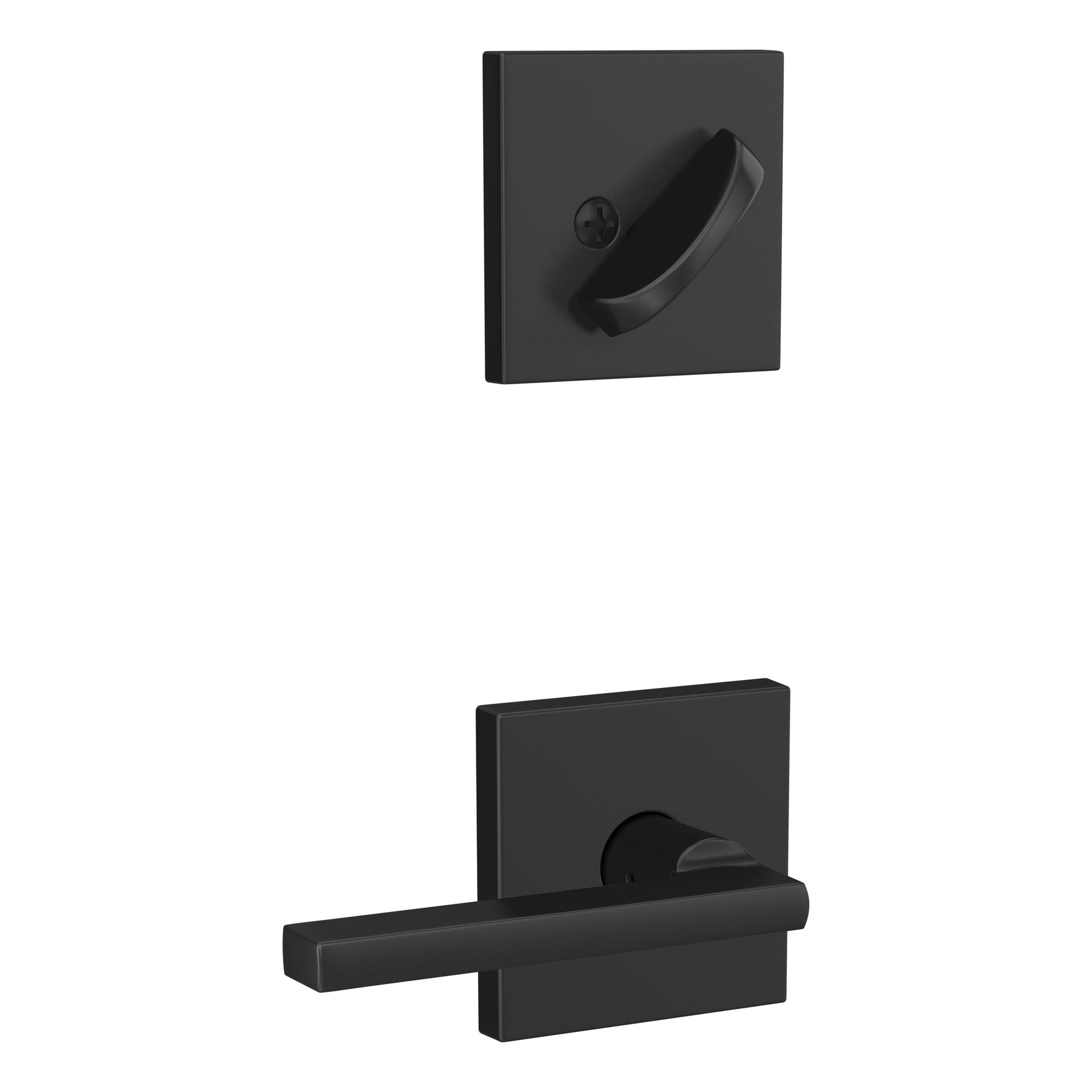 Schlage Custom Latitude-Collins Matte Black Single-Cylinder Deadbolt Entry Door Handleset with Latitude Lever FC59 LAT 622 COL
