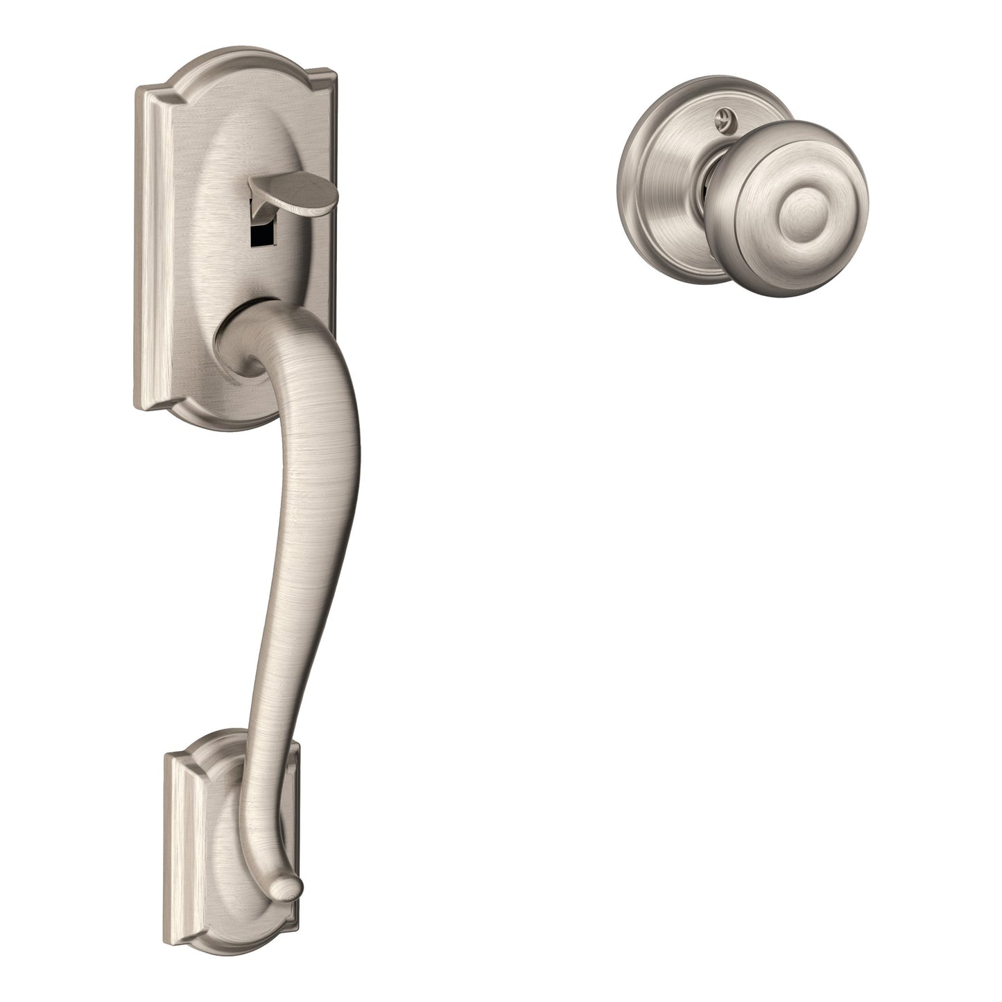 Schlage Camelot-Georgian Satin Nickel Entry Door Handleset Knob FE285 CAM 619 GEO