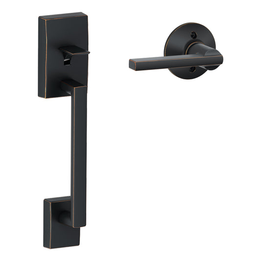 Schlage Century-Latitude Aged Bronze Entry Door Handleset with Latitude Lever FE285 CEN 716 LAT