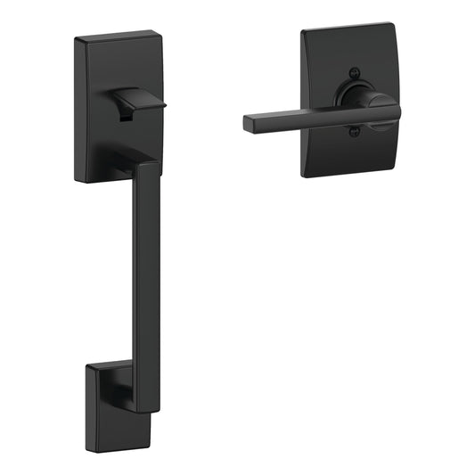 Schlage Century-Latitude Matte Black Entry Door Handleset with Latitude Lever FE285 CEN 622LATCEN