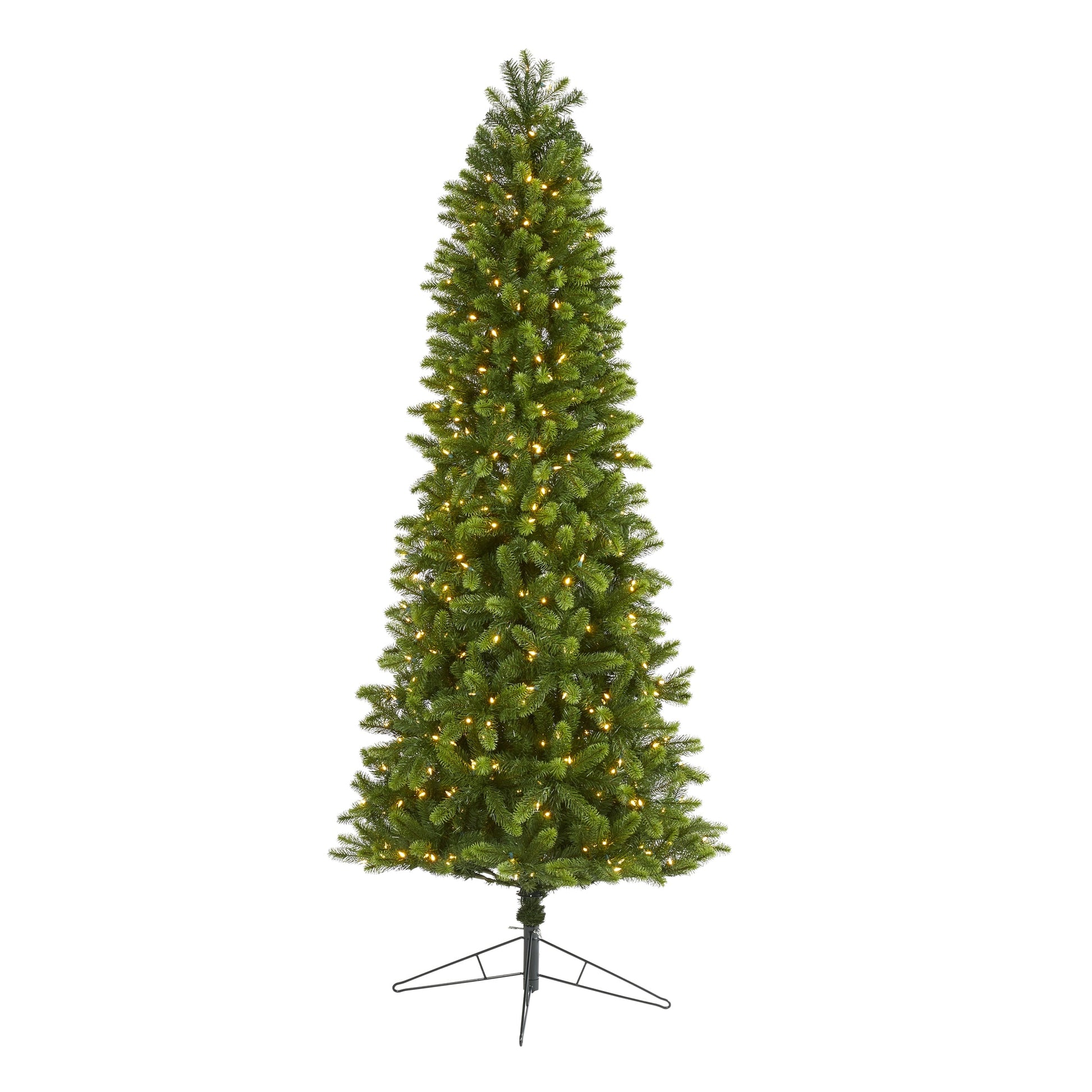 Nearly Natural 8-ft Spruce Pre-lit Slim Artificial Christmas Tree with White LED Lights