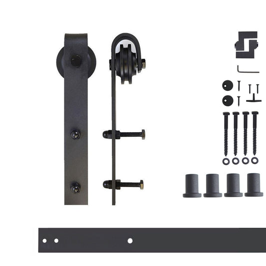 HOMACER 66-in Rustic Black Indoor J-strap Single Barn Door Hardware Kit YT1TGH066C