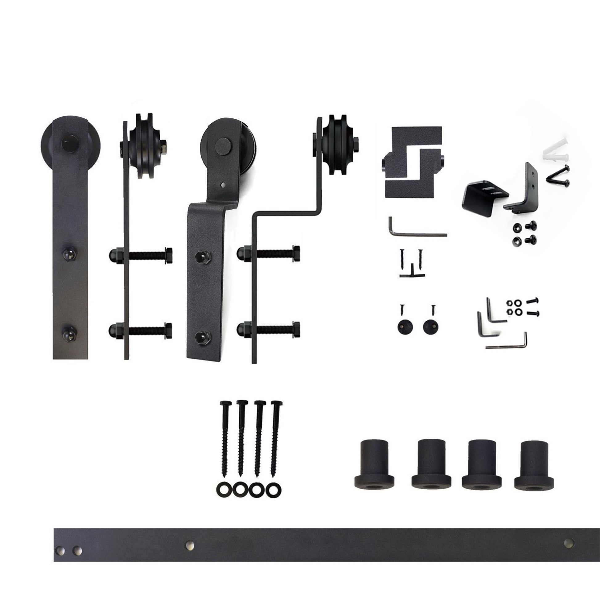 HOMACER 66-in Rustic Black Indoor I-strap Double Bypass Barn Door Hardware Kit ZT5TGH066C