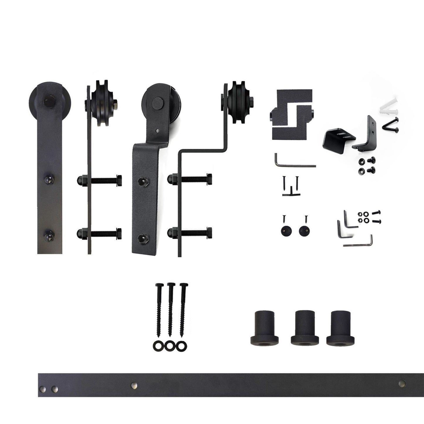 HOMACER 54-in Rustic Black Indoor I-strap Double Bypass Barn Door Hardware Kit ZT5TGH054C