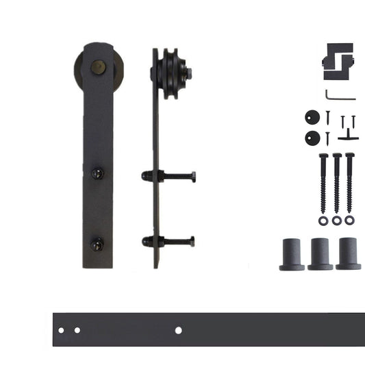 HOMACER 48-in Rustic Black Indoor I-strap Single Barn Door Hardware Kit ZT1TGH048C