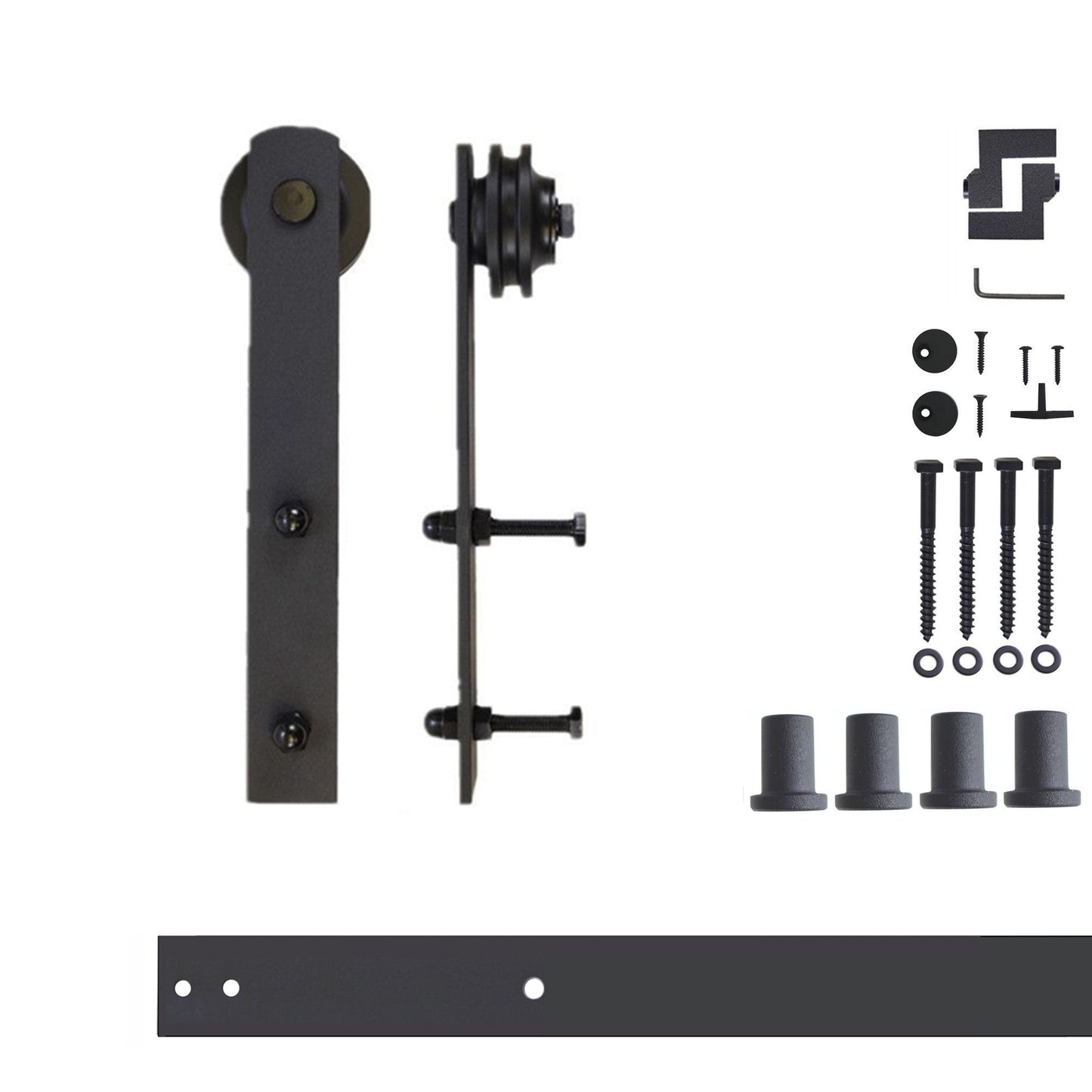 HOMACER 60-in Rustic Black Indoor I-strap Single Barn Door Hardware Kit ZT1TGH060C