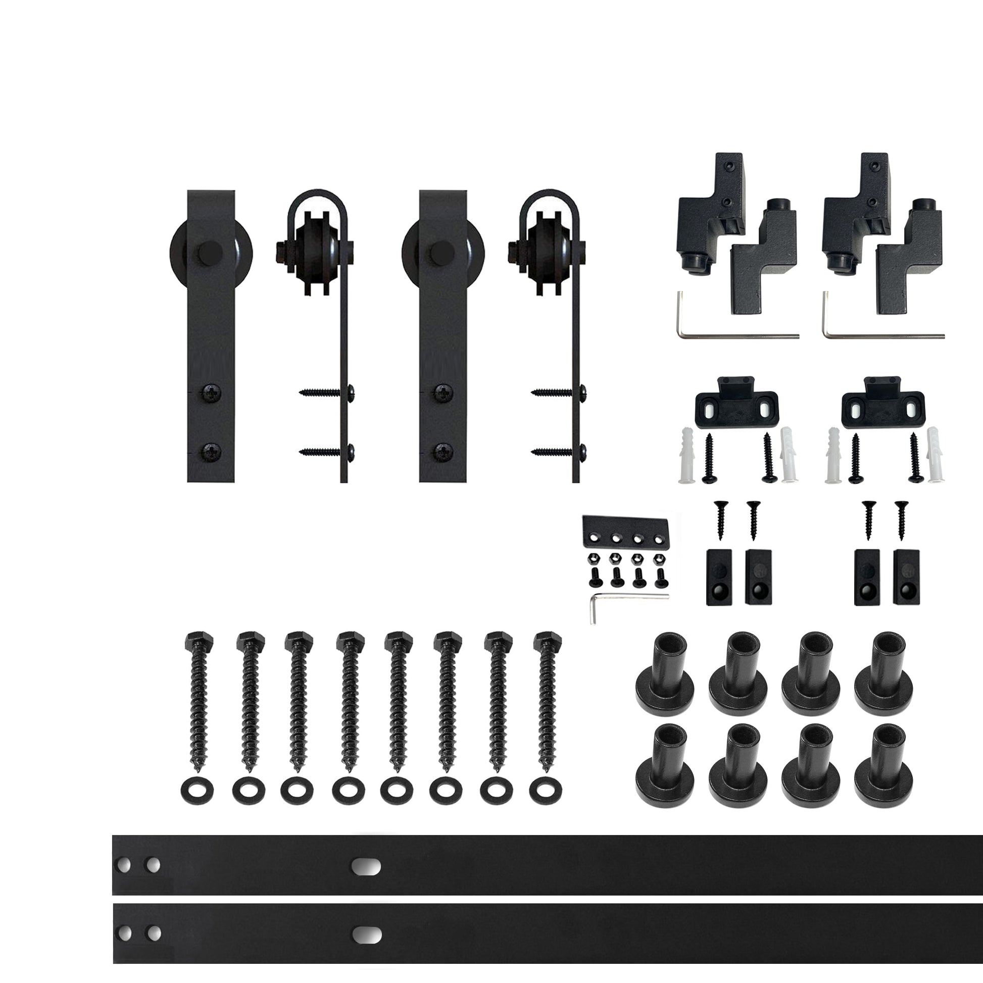 HOMACER 120-in Rustic Black Indoor J-strap Single Barn Door Hardware Kit YT2TGH120M