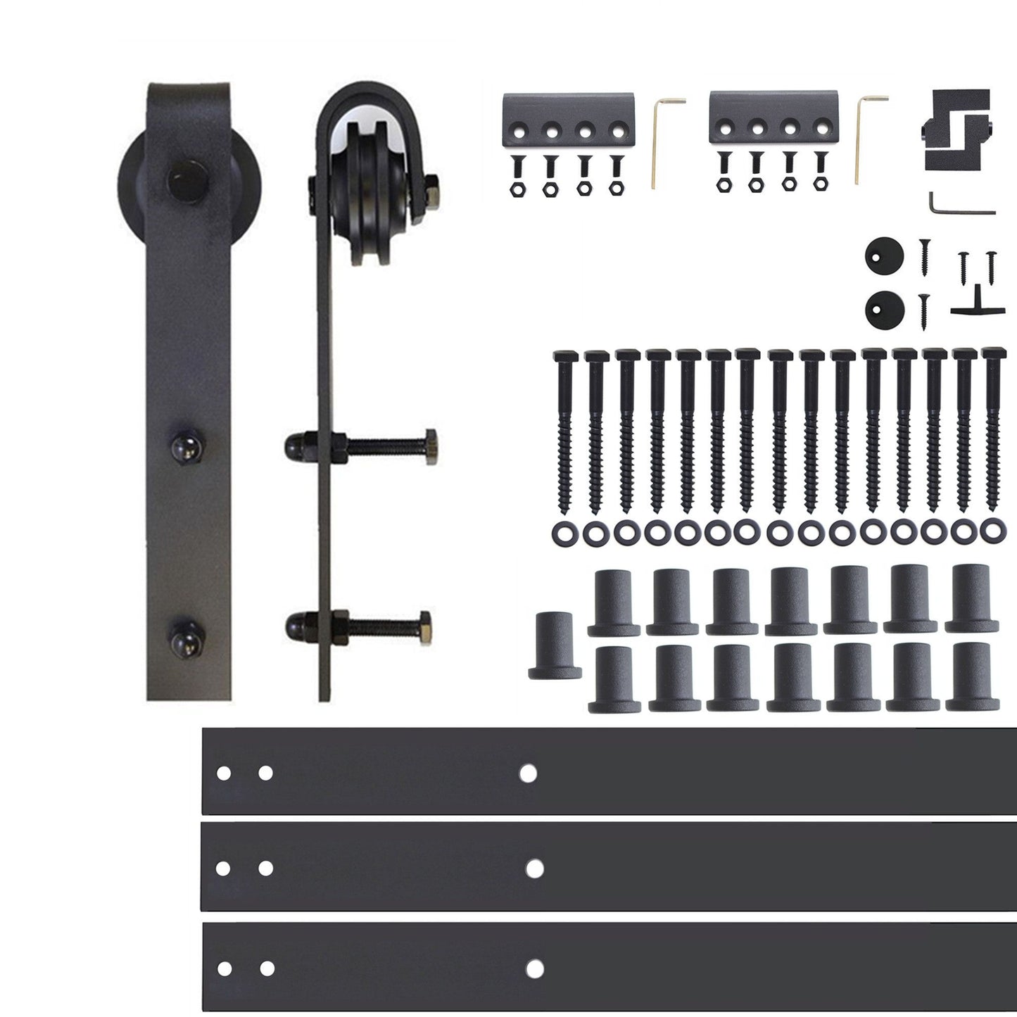 HOMACER 240-in Rustic Black Indoor J-strap Single Barn Door Hardware Kit YT1TGH240C