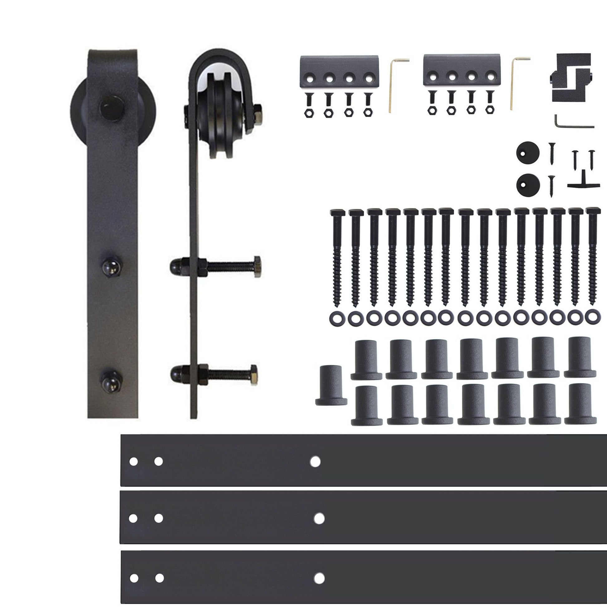 HOMACER 240-in Rustic Black Indoor J-strap Single Barn Door Hardware Kit YT1TGH240C