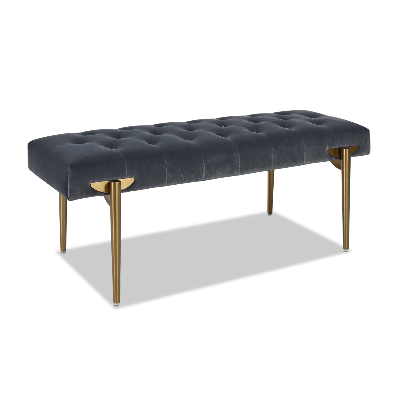 Jennifer Taylor Home Aria Midcentury Steel Gray Performance Velvet Accent Bench 49-in x 21-in x 18.5-in