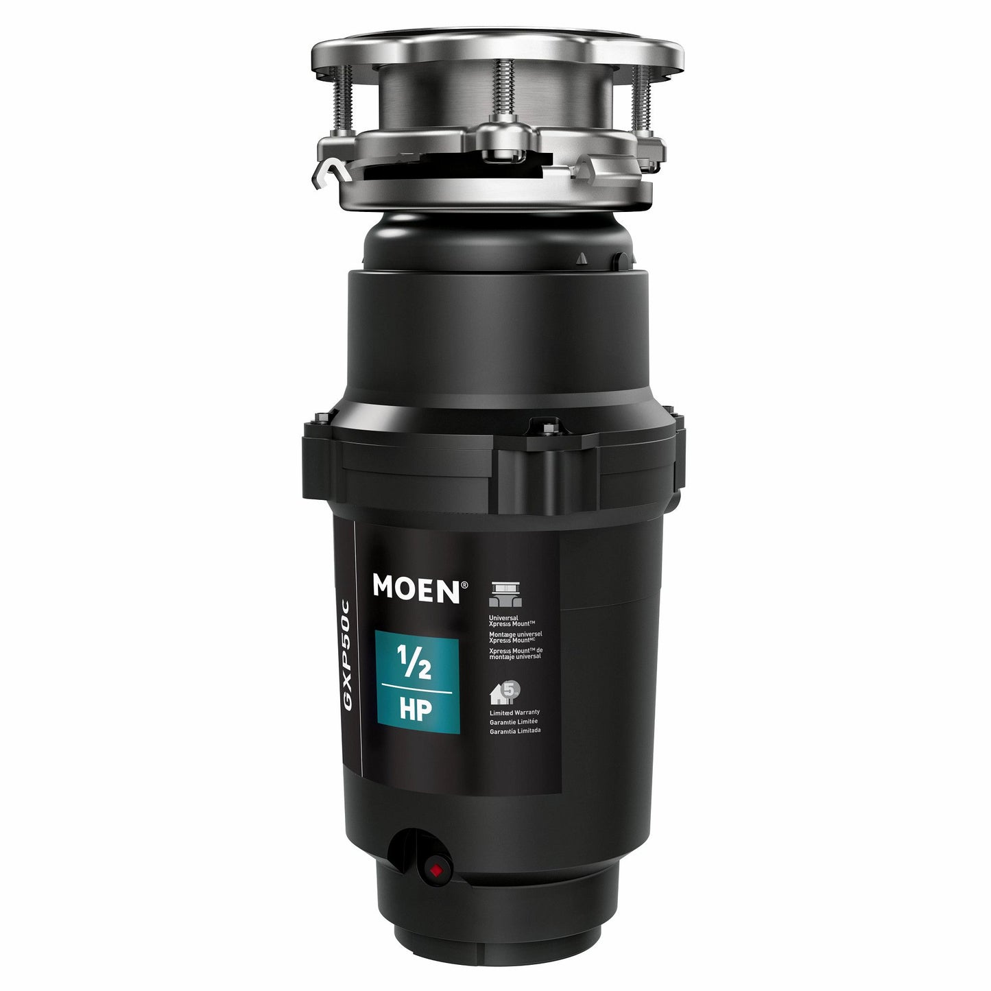 Moen Prep Under Sink Food Disposer, Continuous Feed 1/2-HP Septic Safe Corded Garbage Disposal GXP50C
