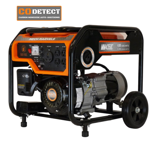 Mech Marvels 4000 Watt CO Detect, RV Ready, CARB Approved 3200-Watt Single Fuel (Gasoline) Portable Generator MM4350C
