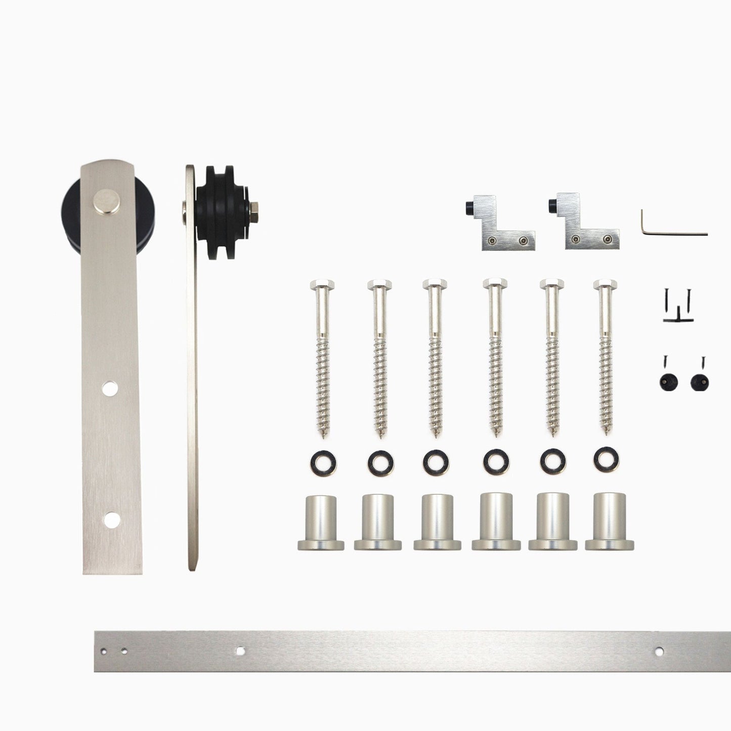 HOMACER 96-in Brushed Nickel Indoor I-strap Single Barn Door Hardware Kit ZT1DNZ096C