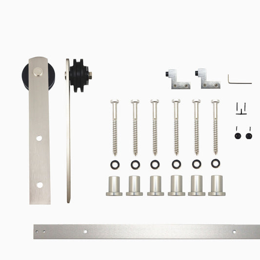 HOMACER 96-in Brushed Nickel Indoor I-strap Single Barn Door Hardware Kit ZT1DNZ096C
