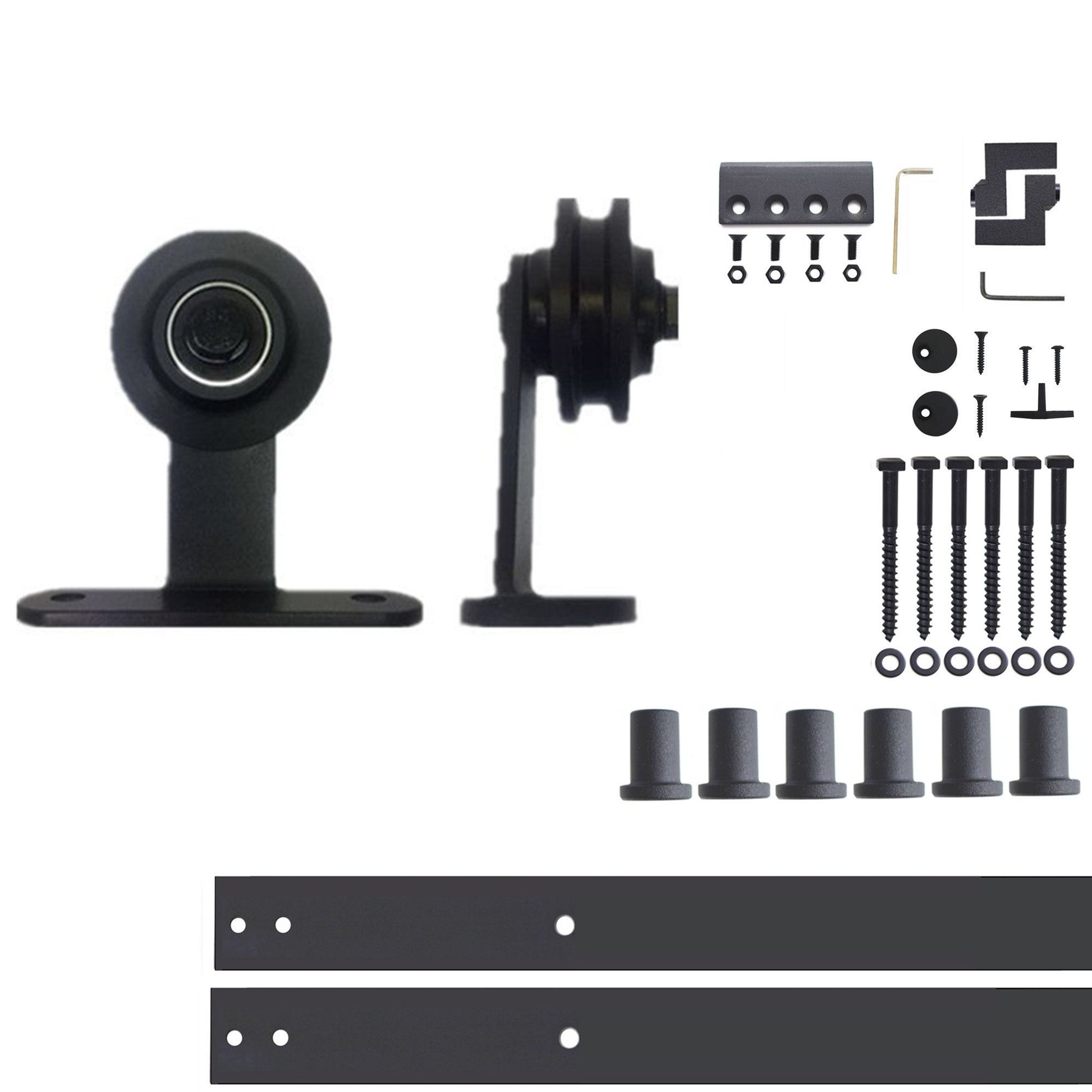 HOMACER 108-in Rustic Black Indoor Top Mount Single Barn Door Hardware Kit DZ1TGH108C