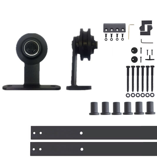 HOMACER 108-in Rustic Black Indoor Top Mount Single Barn Door Hardware Kit DZ1TGH108C