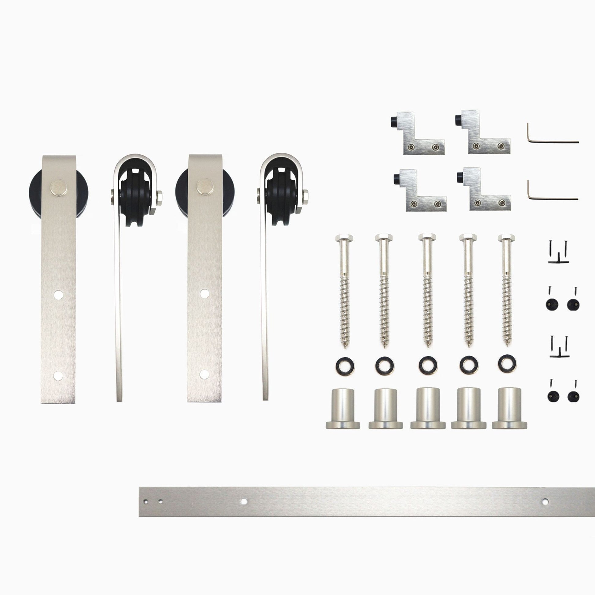 HOMACER 72-in Brushed Nickel Indoor J-strap Double Barn Door Hardware Kit YT2DNZ072C