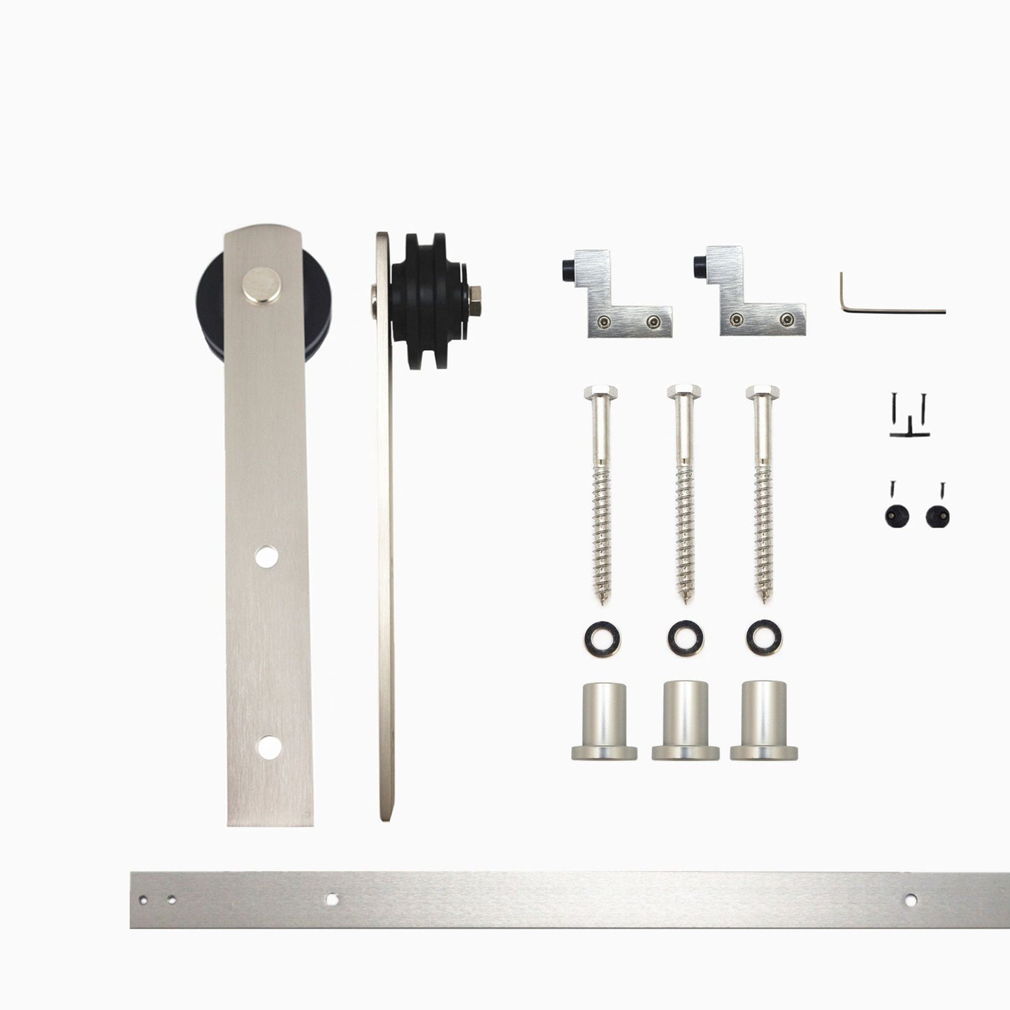 HOMACER 54-in Brushed Nickel Indoor I-strap Single Barn Door Hardware Kit ZT1DNZ054C