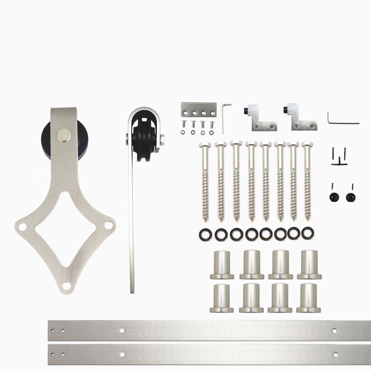 HOMACER 132-in Brushed Nickel Indoor Diamond Single Barn Door Hardware Kit LX1DNZ132C