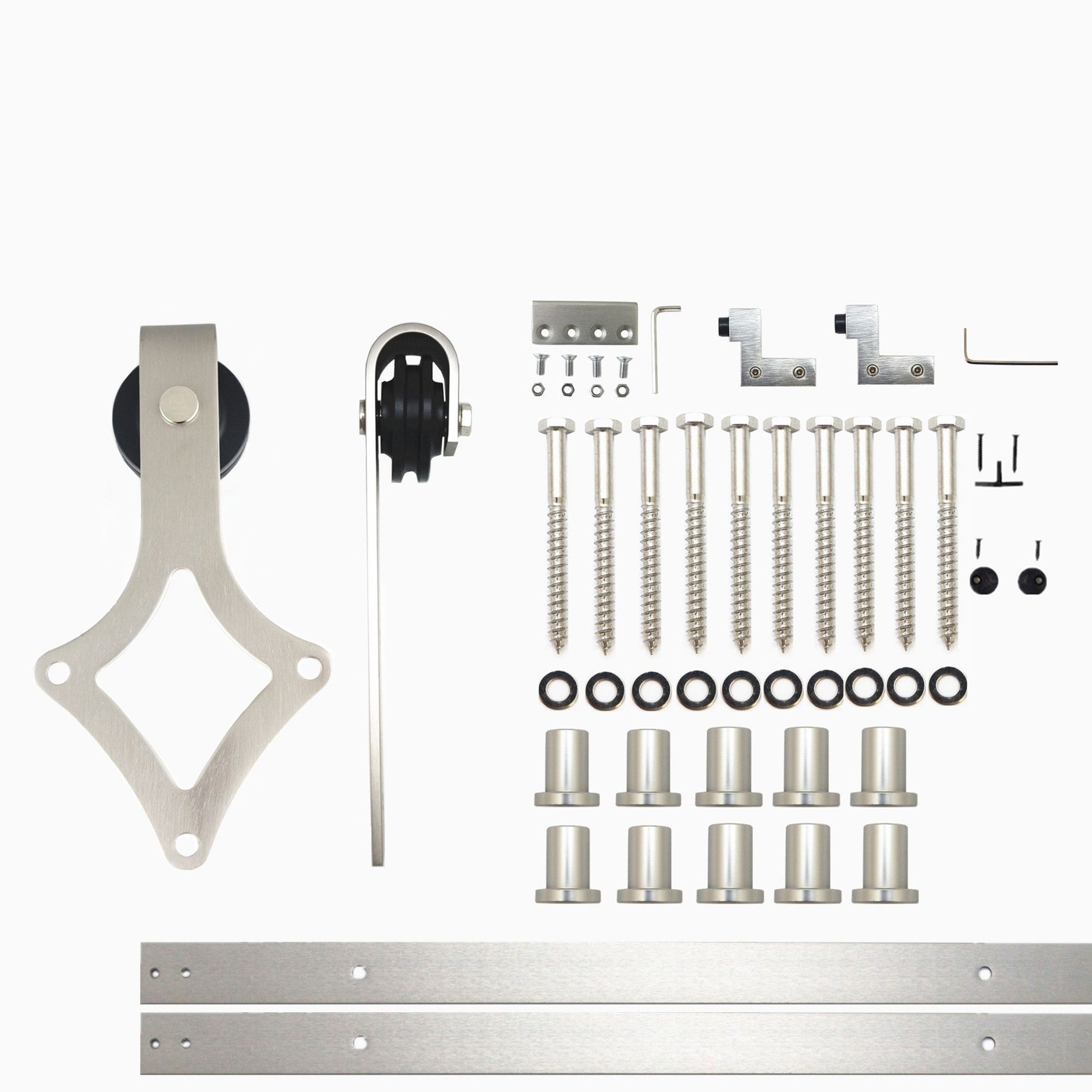 HOMACER 156-in Brushed Nickel Indoor Diamond Single Barn Door Hardware Kit LX1DNZ156C