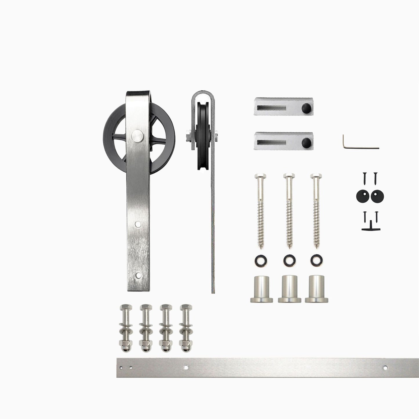 HOMACER 48-in Brushed Nickel Indoor Spoke Wheel Single Barn Door Hardware Kit HL1DNZ048C