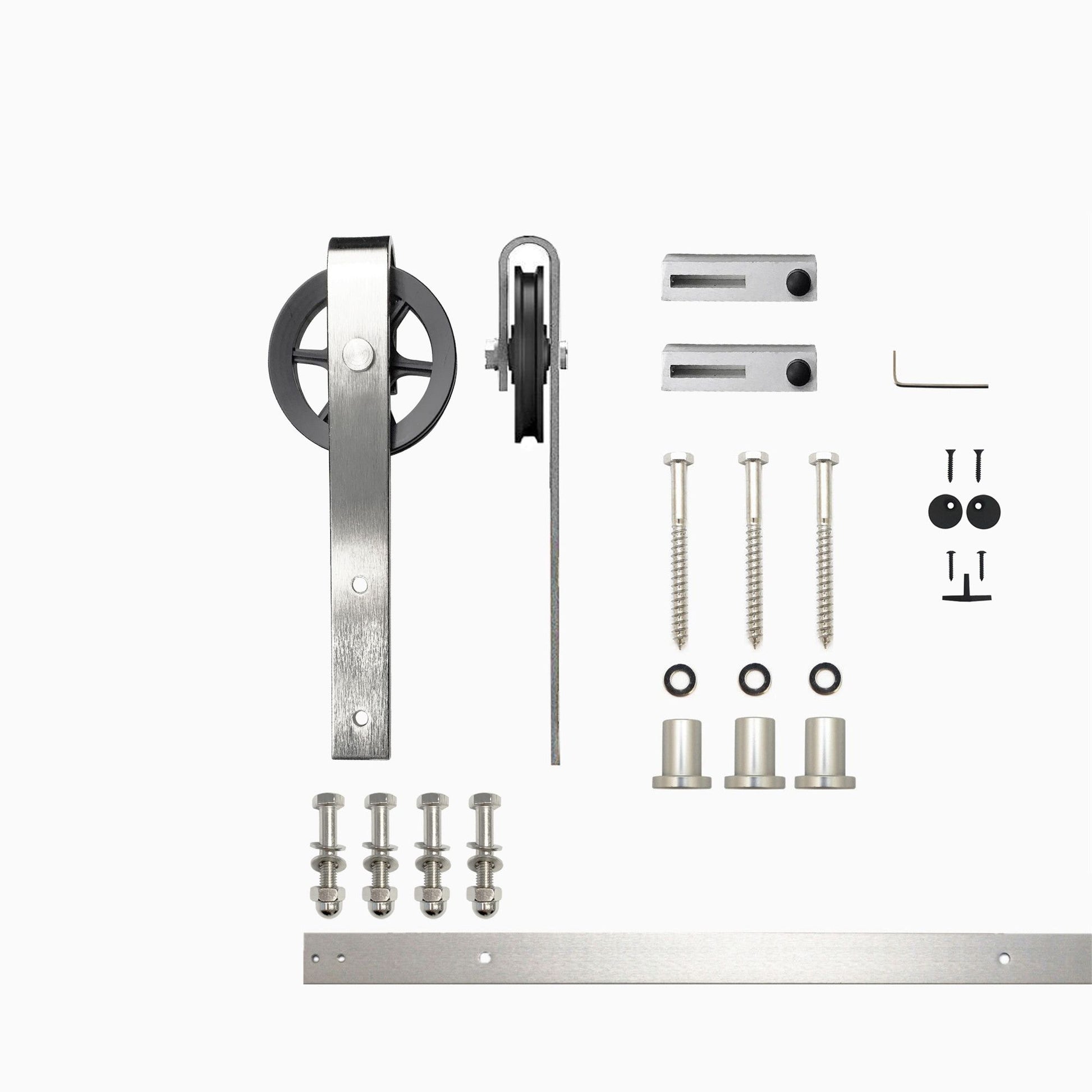 HOMACER 48-in Brushed Nickel Indoor Spoke Wheel Single Barn Door Hardware Kit HL1DNZ048C