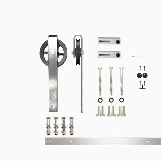 HOMACER 48-in Brushed Nickel Indoor Spoke Wheel Single Barn Door Hardware Kit HL1DNZ048C