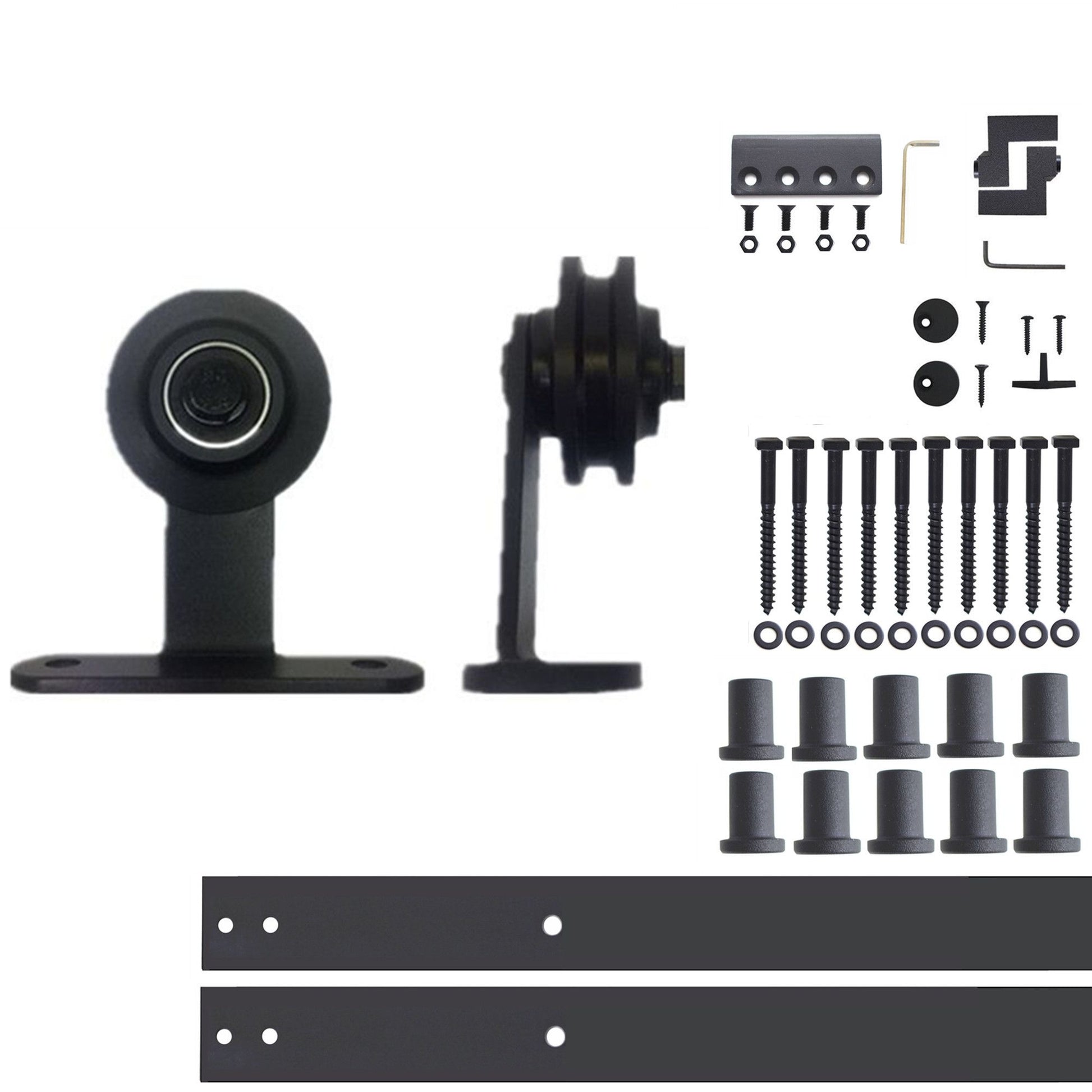 HOMACER 168-in Rustic Black Indoor Top Mount Single Barn Door Hardware Kit DZ1TGH168C