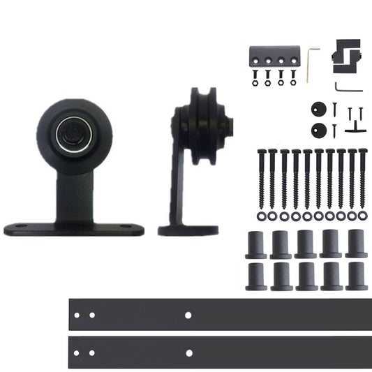 HOMACER 168-in Rustic Black Indoor Top Mount Single Barn Door Hardware Kit DZ1TGH168C