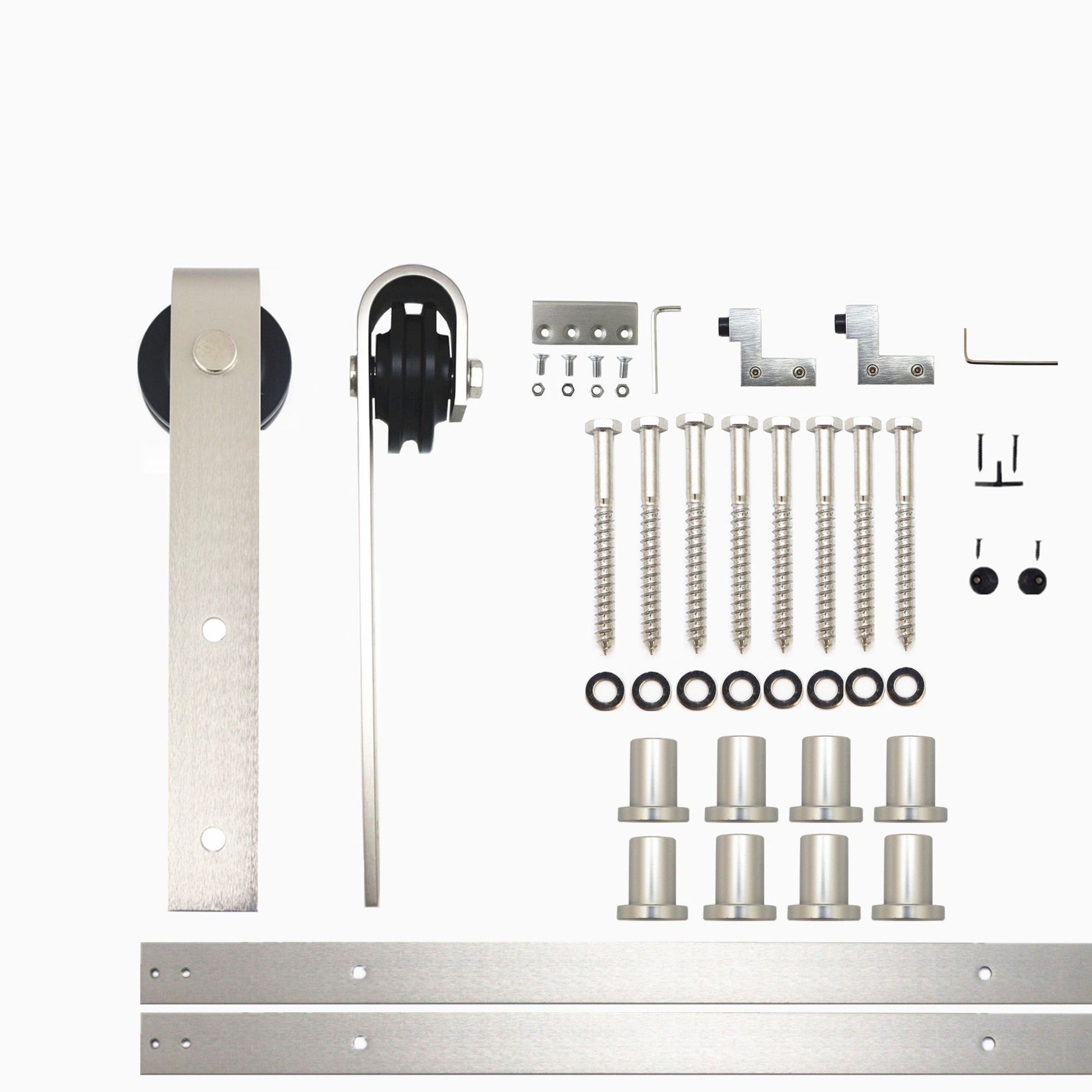 HOMACER 120-in Brushed Nickel Indoor J-strap Single Barn Door Hardware Kit YT1DNZ120C