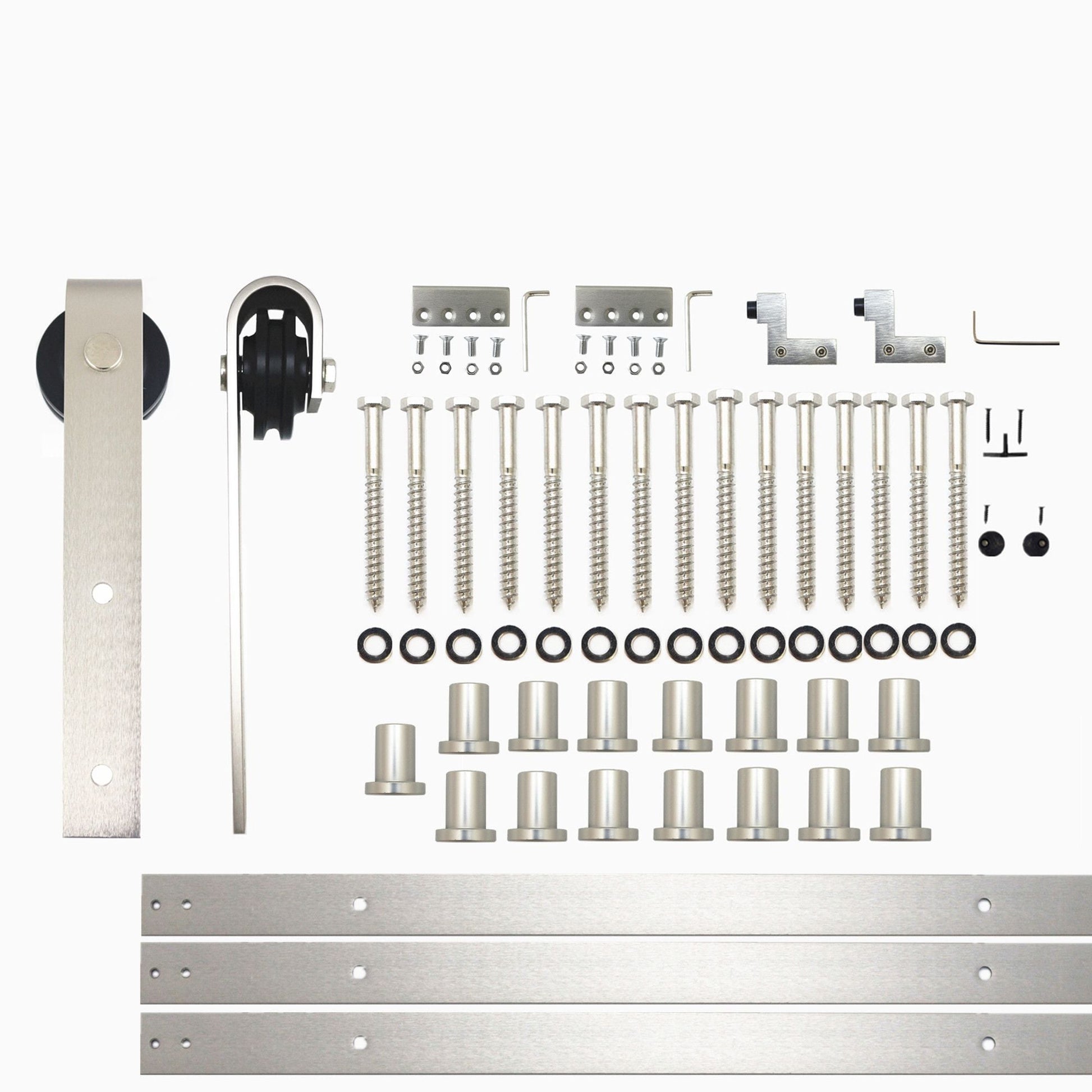 HOMACER 216-in Brushed Nickel Indoor J-strap Single Barn Door Hardware Kit YT1DNZ216C