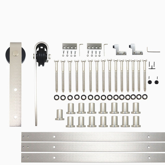 HOMACER 216-in Brushed Nickel Indoor J-strap Single Barn Door Hardware Kit YT1DNZ216C