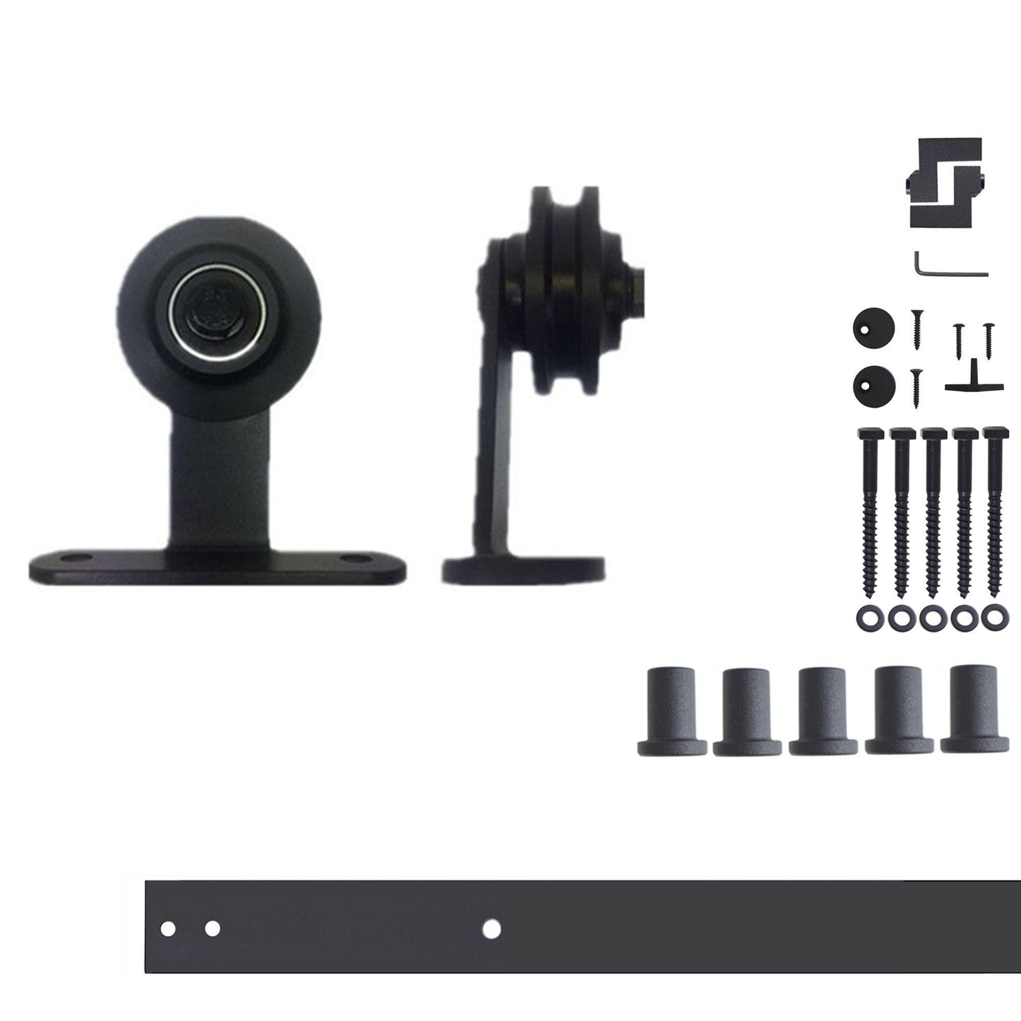 HOMACER 84-in Rustic Black Indoor Top Mount Single Barn Door Hardware Kit DZ1TGH084C