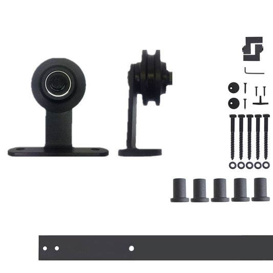 HOMACER 72-in Rustic Black Indoor Top Mount Single Barn Door Hardware Kit DZ1TGH072C